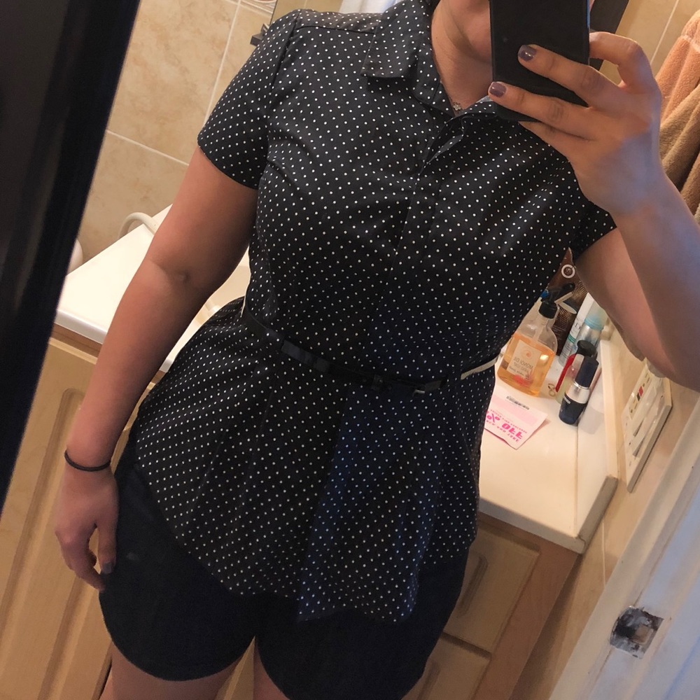 Black and White, tiny polka dots, belt